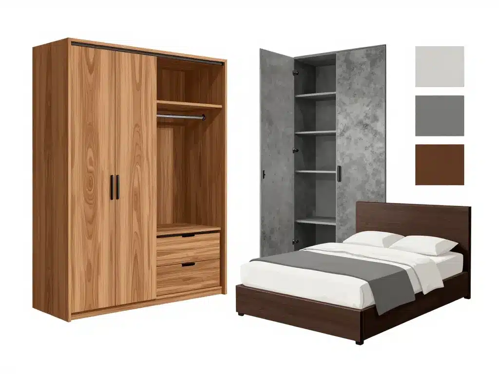 chambre adulte complete 160x200 matériaux rangements style