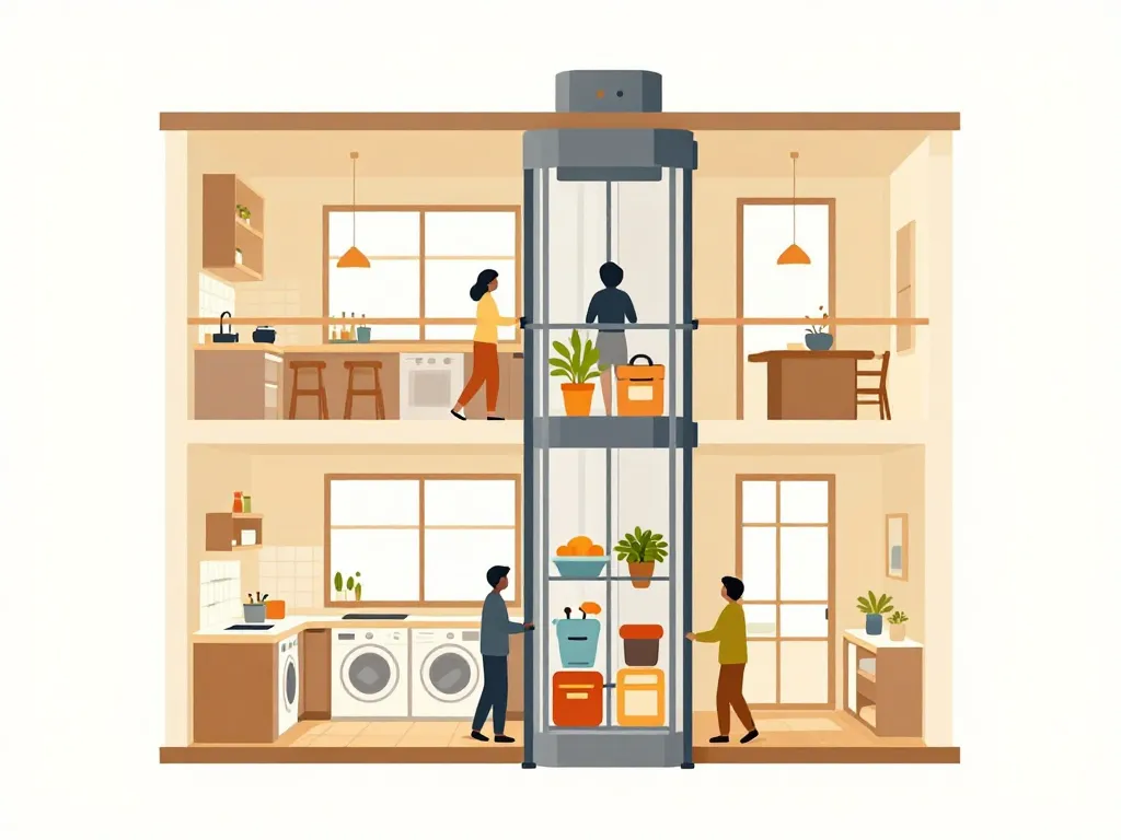 Schéma monte charge maison intérieur logement