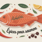 epices pour saumon autour d'un pavé de saumon coloré