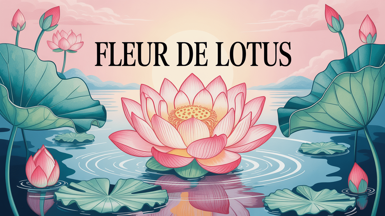 illustration fleur de lotus centrée et lumineuse ambiance zen
