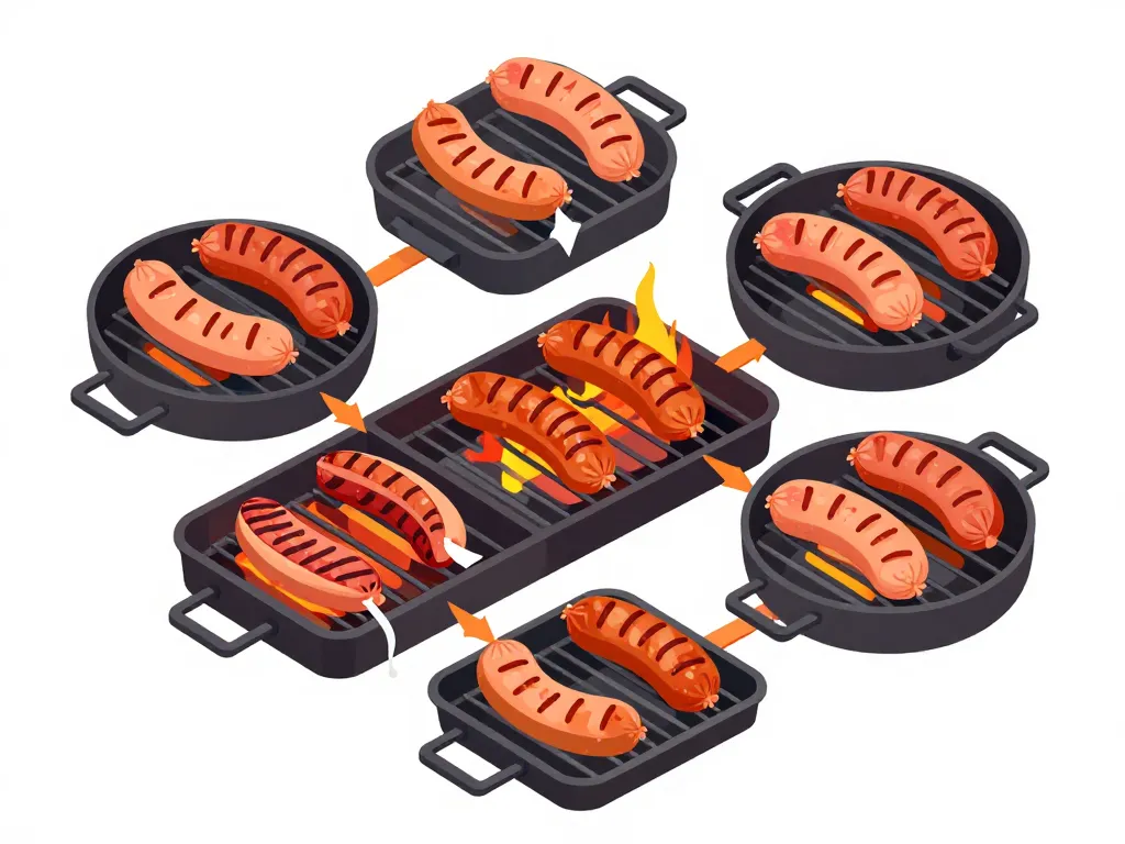 Cuisson parfaite chorizo barbecue sur grill à zones de chaleur