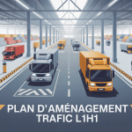 Vue générale plan aménagement trafic L1H1 entrepôt