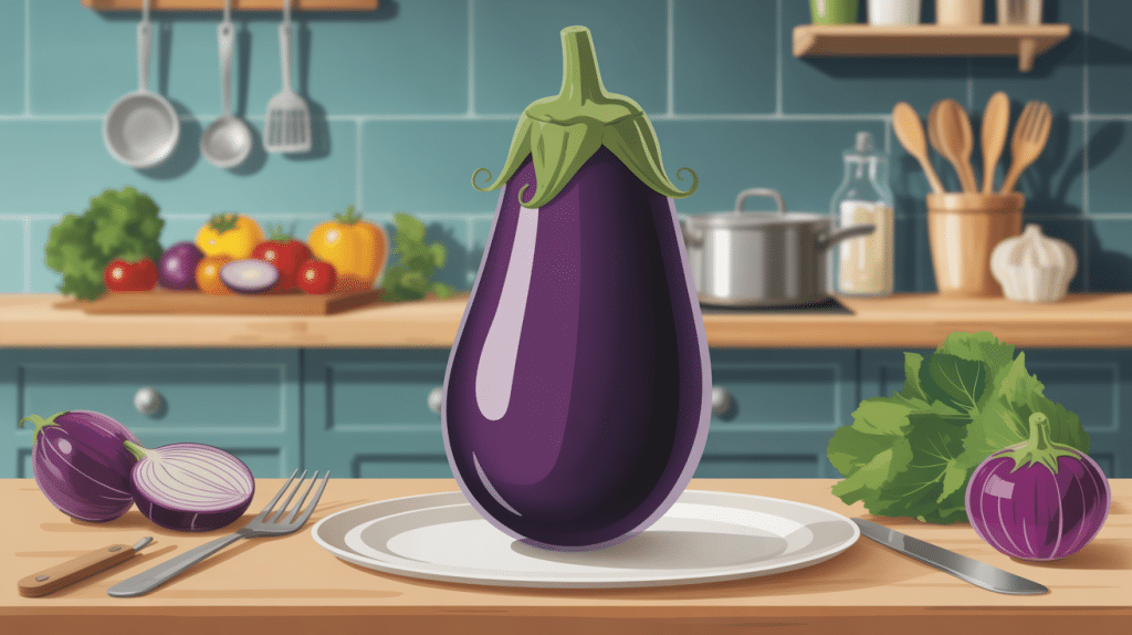 poids aubergine grande en cuisine avec légumes