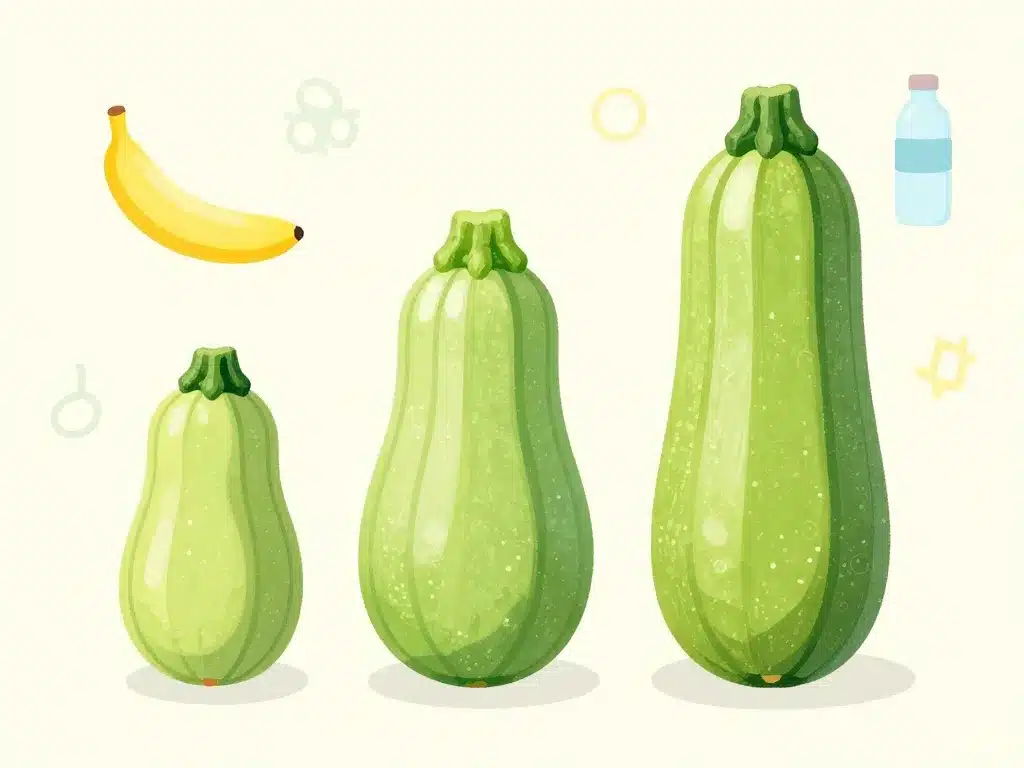 comparaison poids d'une courgette petit moyen gros