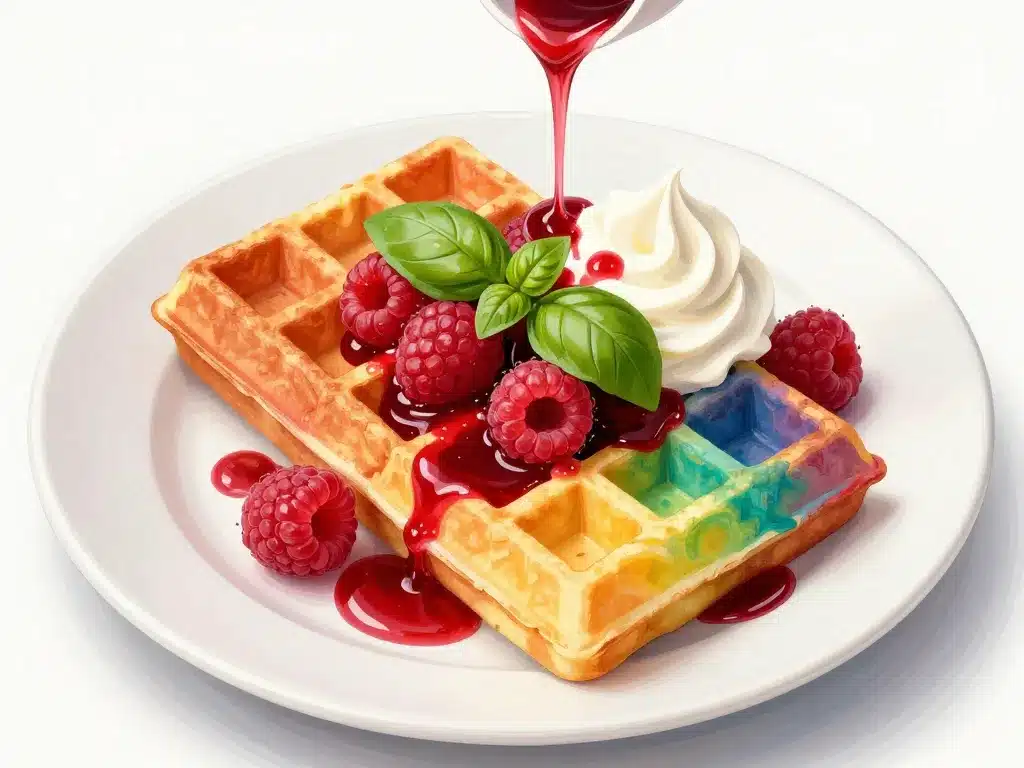 Nappage recette gaufre arc en ciel framboise basilic