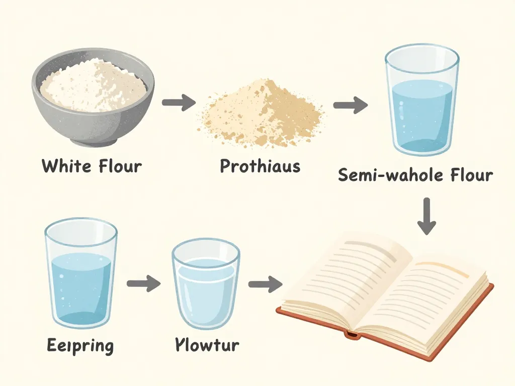 Étapes remplacer farine blanche par farine semi-complète en cuisine
