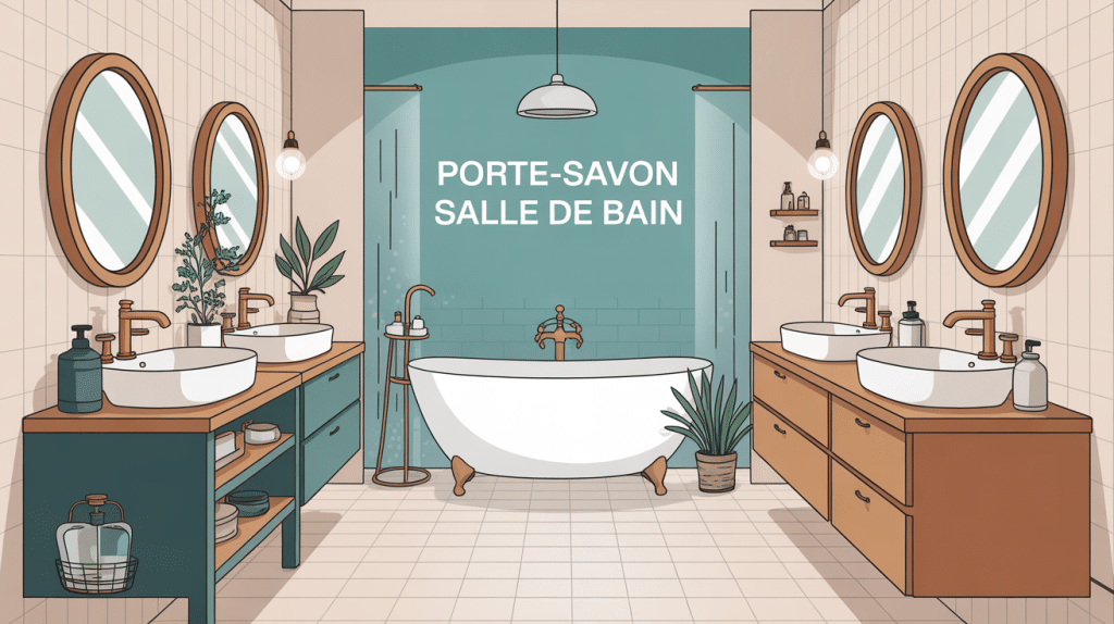 Salle de bain porte savon élégant et matériaux variés