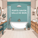 Salle de bain porte savon élégant et matériaux variés
