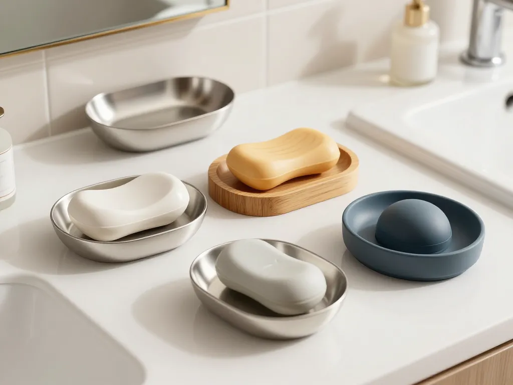 Salle de bain porte savon inox céramique bois plastique