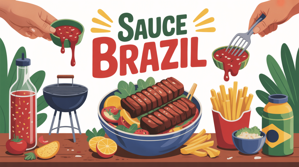 Illustration sauce brazil recette maison avec grillades et frites