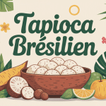 Galette de tapioca bresilien fumante et ingrédients typiques