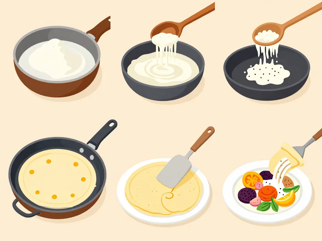 Étapes visuelles préparation tapioca bresilien à la poêle