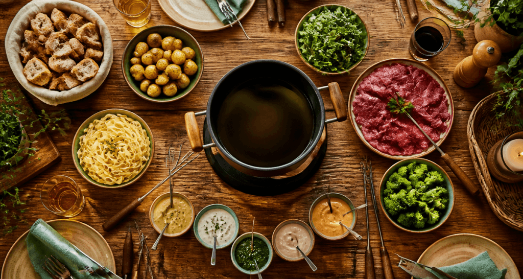 accompagnement fondue bourguignonne table conviviale