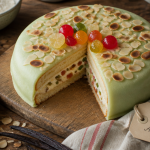 ambassadeur gateau traditionnel tranché avec fruits confits et pâte d'amande