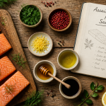 assaisonnement pour saumon et épices sur table