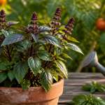 basilic thaï luxuriant en pot