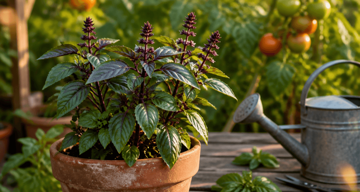basilic thaï luxuriant en pot