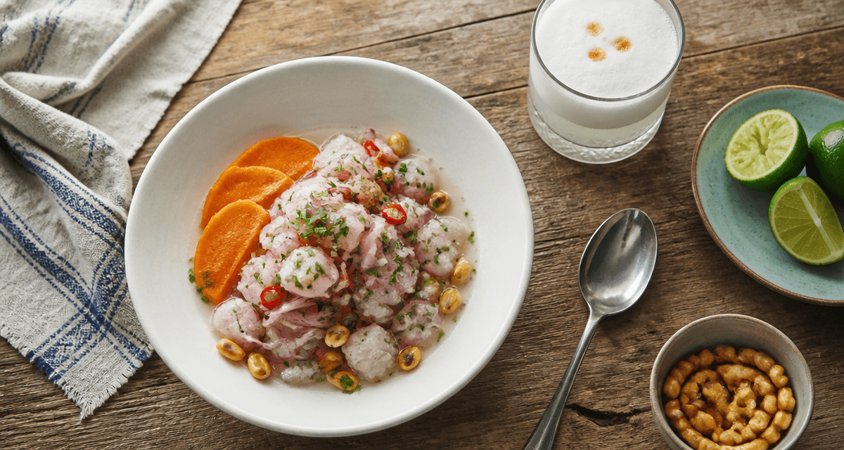 ceviche peruvien traditionnel servi à table