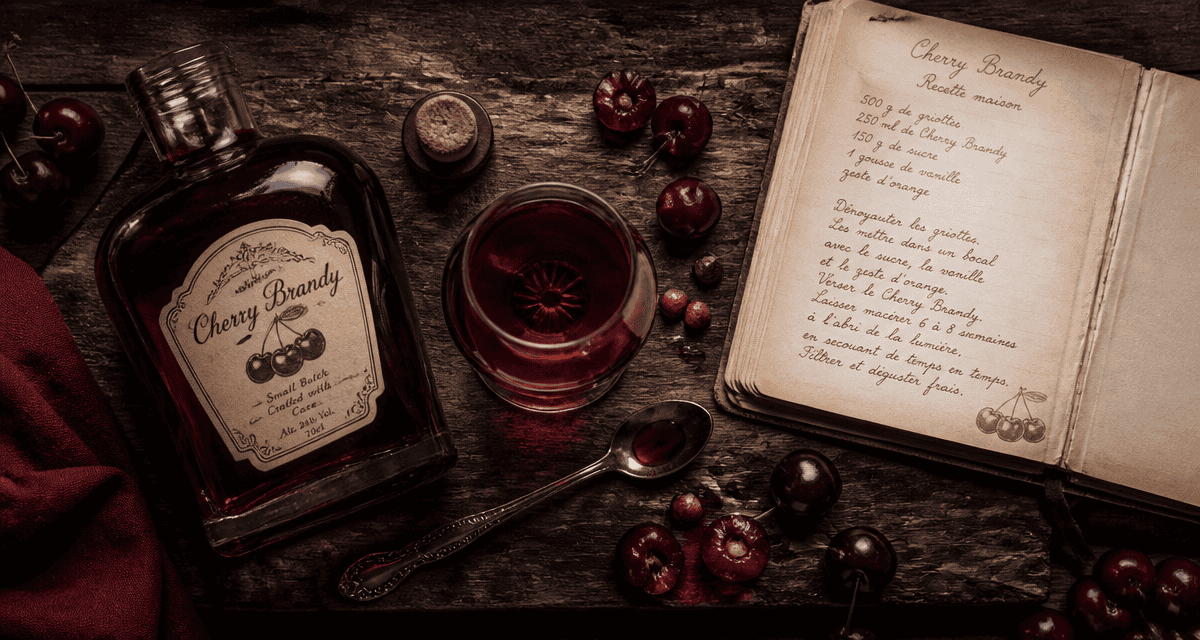 cherry brandy liqueur bouteille verre cerises