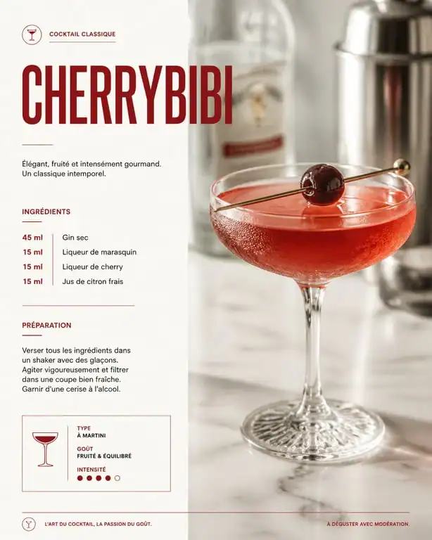 Cocktail Cherrybibi au Cherry Brandy dans une coupe élégante