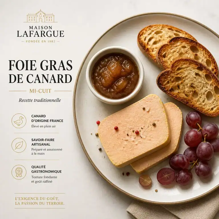 Foie gras servi avec chutney de poires et pain de campagne