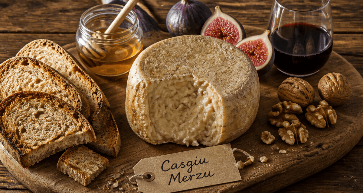 fromages corses avec vers Casgiu Merzu, pain et figues