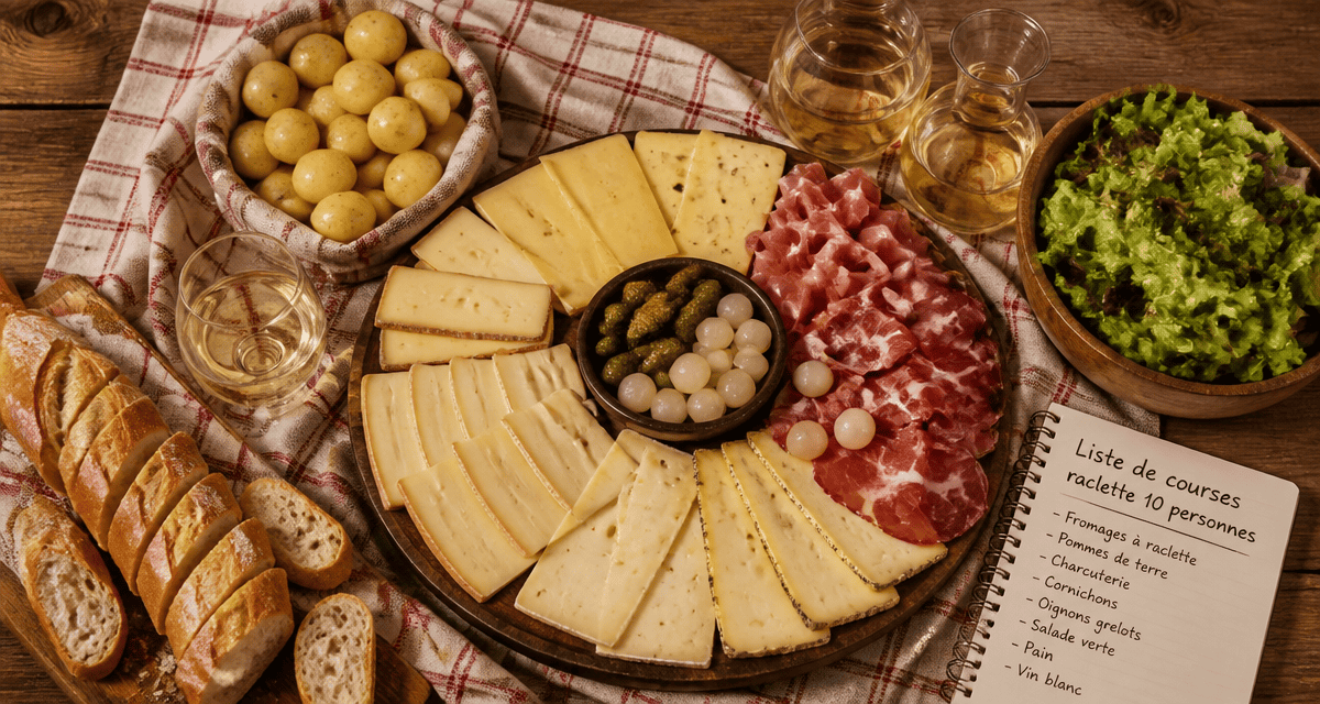 liste courses raclette 10 personnes fromages charcuterie