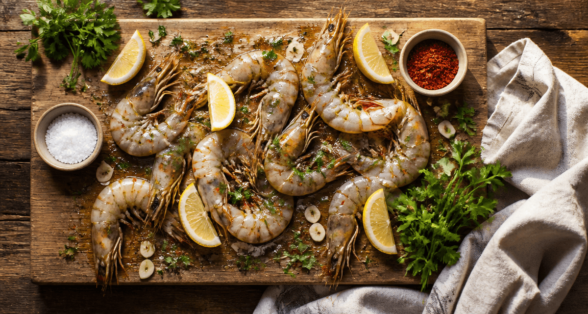 marinades gambas crues citron ail bois