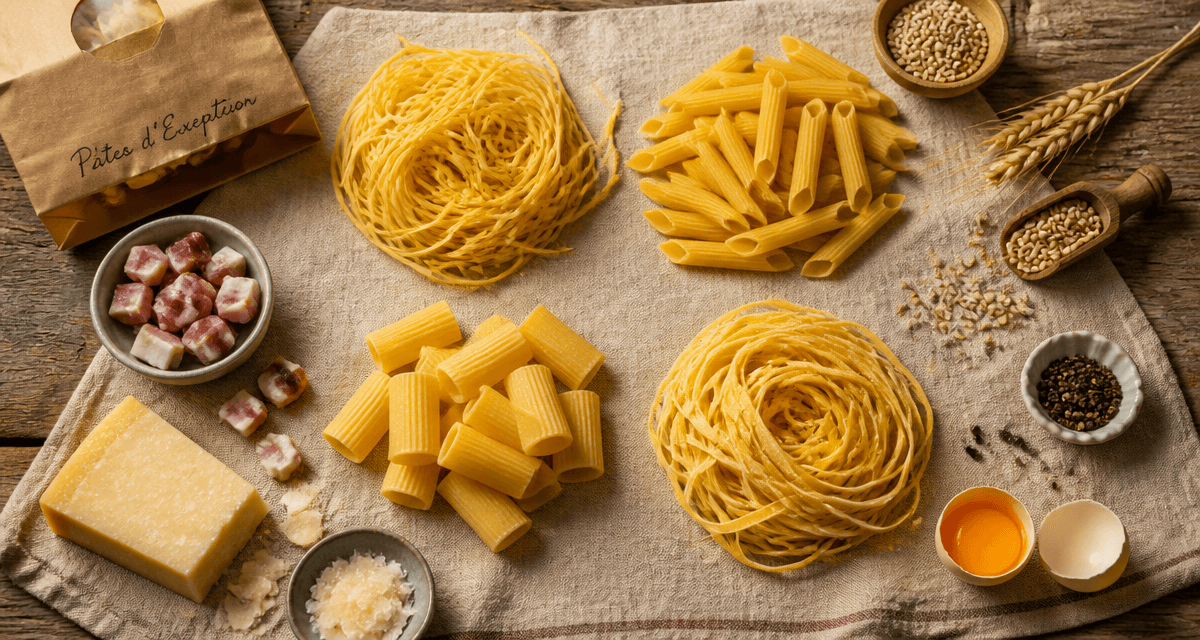 Pates italiennes marques sur table rustique