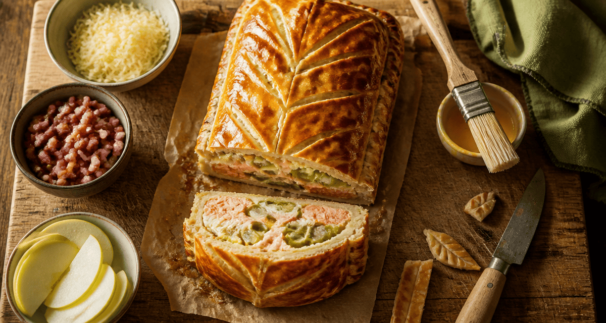 recette avec de la pate feuilletee saumon poireaux doré