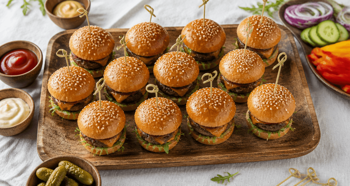 recette mini burger apéro buns briochés moelleux sur plateau