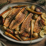 Truite accompagnement légumes rôtis au four