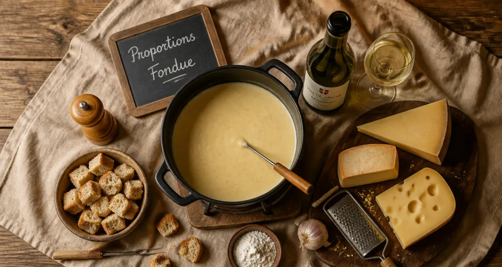 combien de vin blanc pour 1kg de fondue caquelon et ingrédients