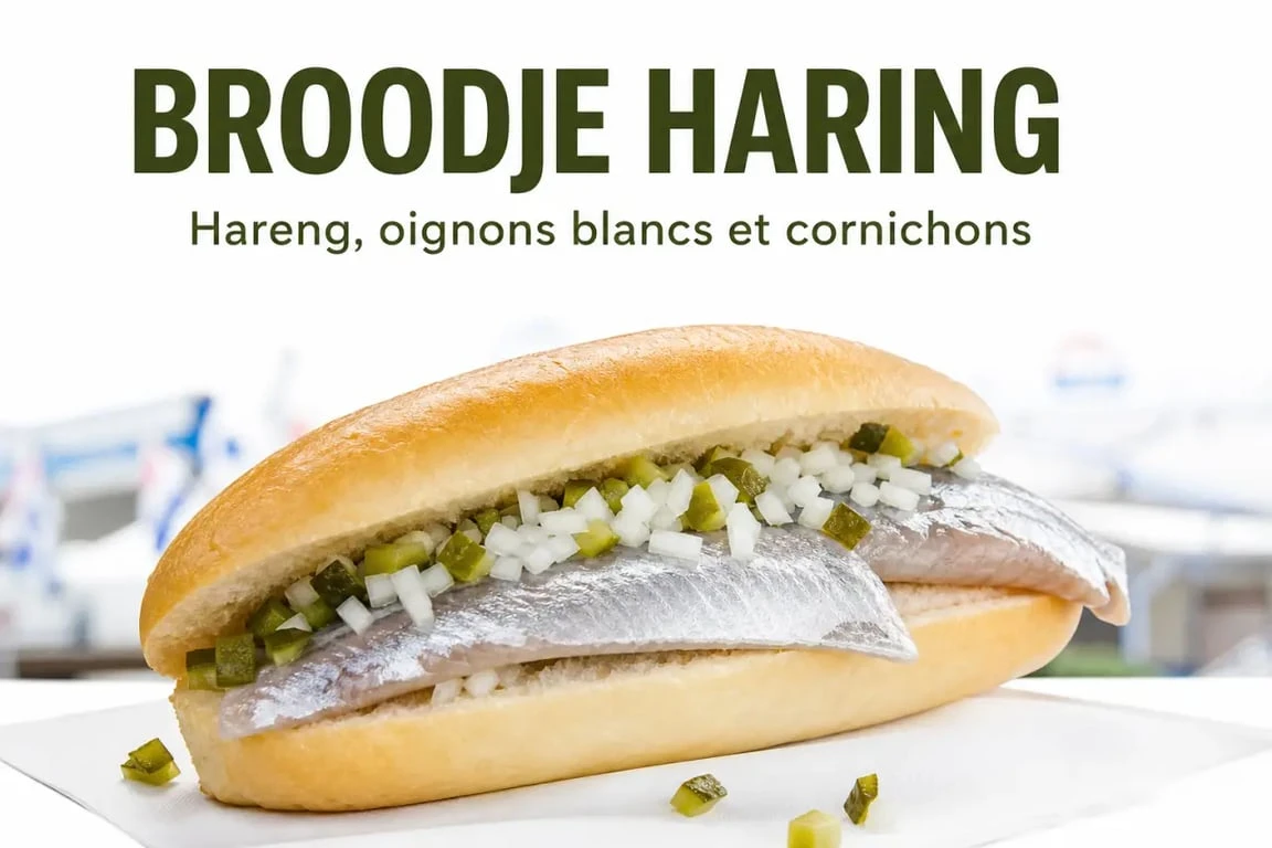 Broodje haring traditionnel servi dans un stand de rue à Amsterdam