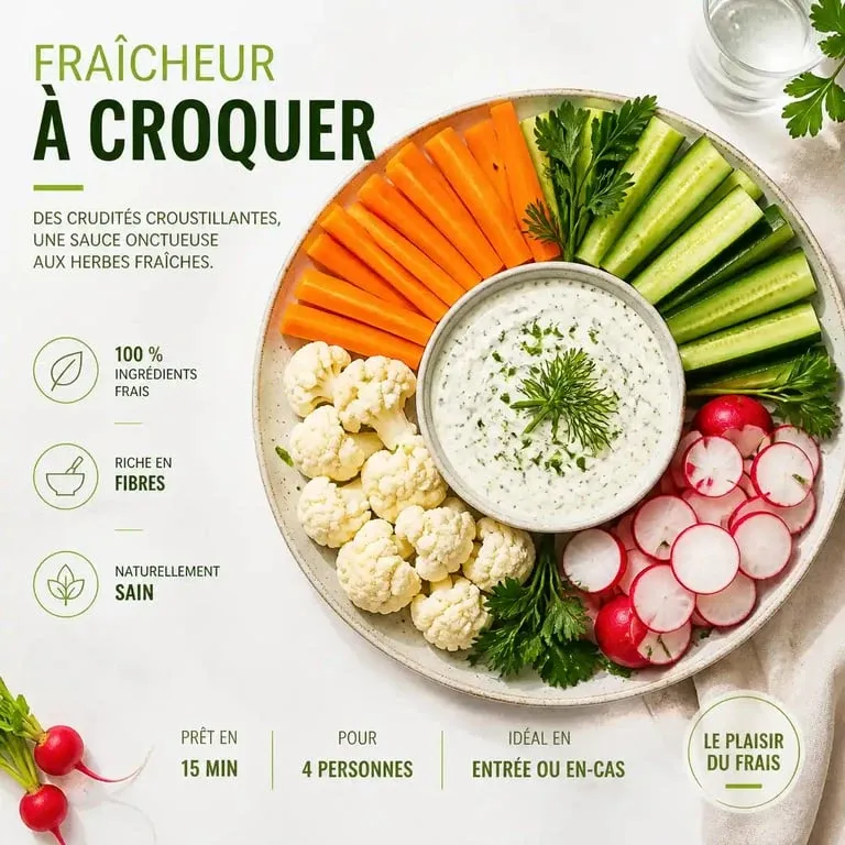 Plateau de crudités avec sauce maison pour apéro