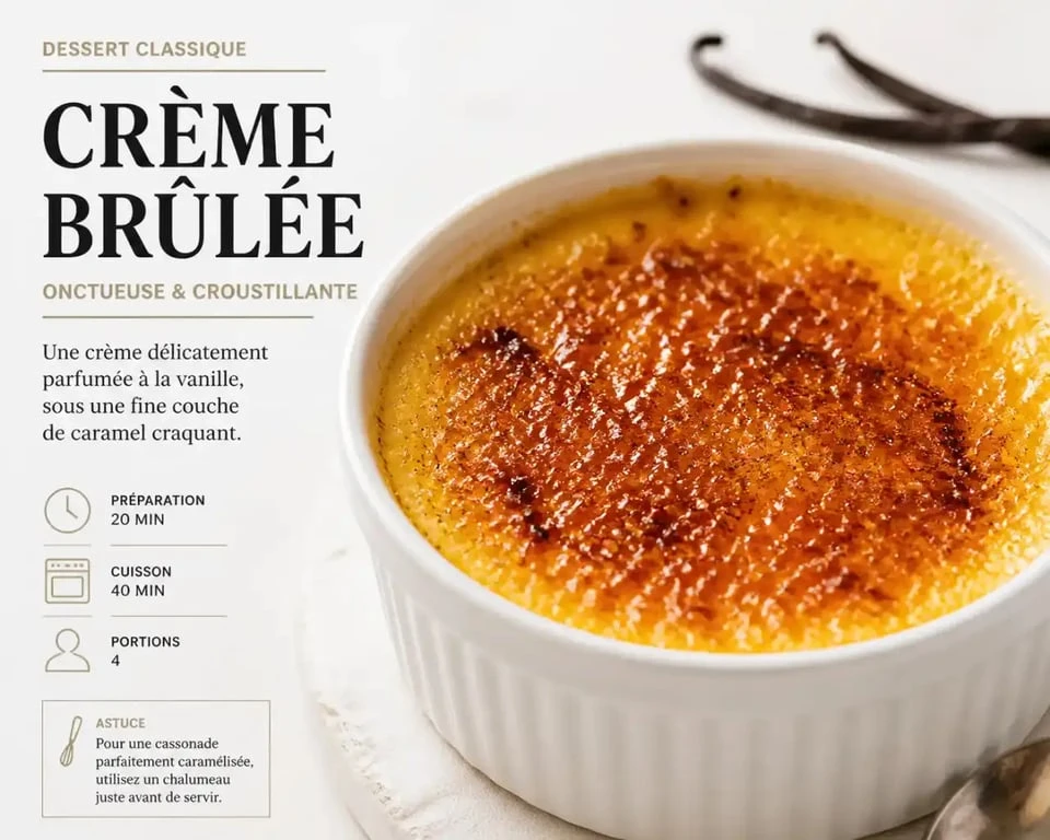 Crème brûlée à la vanille d'Ouganda réalisée avec les produits David Vanille