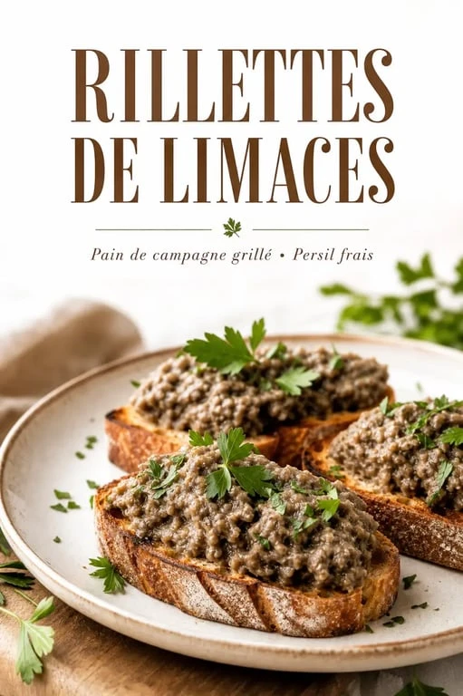Rillettes de limaces sur pain grillé, recette originale de gastéropodes