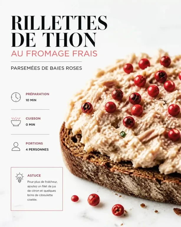 Rillettes de thon à la baie rose sur pain de seigle
