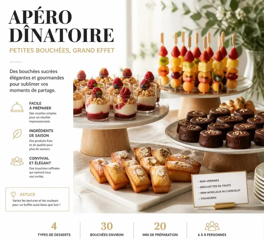 Assortiment de desserts individuels pour un apéro dînatoire élégant et gourmand
