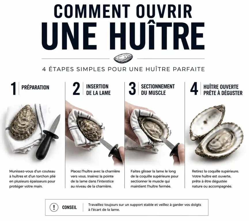 Étapes pour ouvrir les huîtres en toute sécurité et savoir quand ouvrir les huîtres pour une dégustation parfaite.