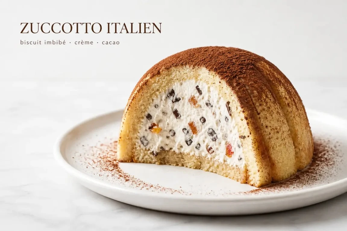 Zuccotto italien traditionnel, dessert florentin en forme de dôme