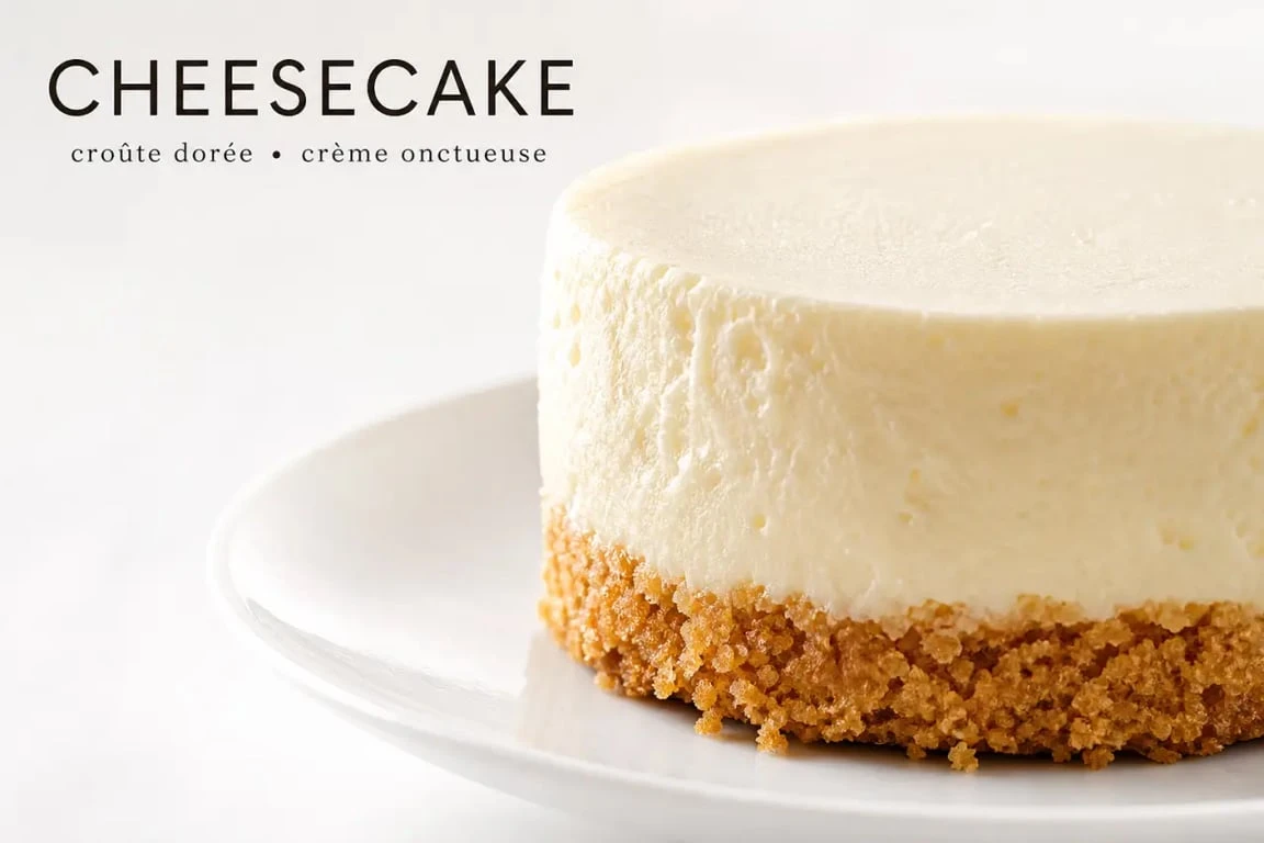 Cheesecake avec une base croustillante faite de cookies pour cheesecake, vue en gros plan