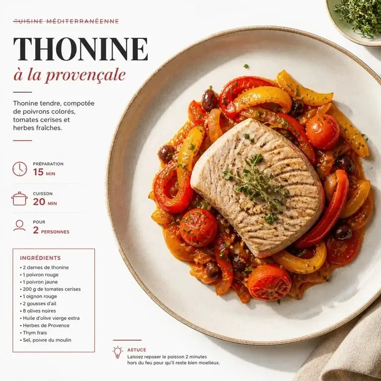 Recette de thonine à la provençale avec compotée de poivrons