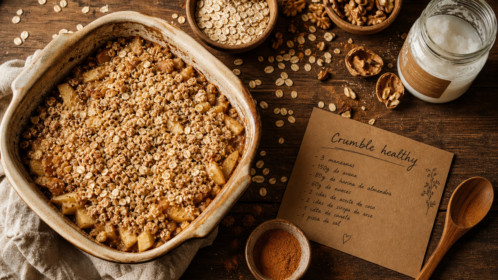 Healthier crumble pommes-avoine sans beurre, crumble healthy