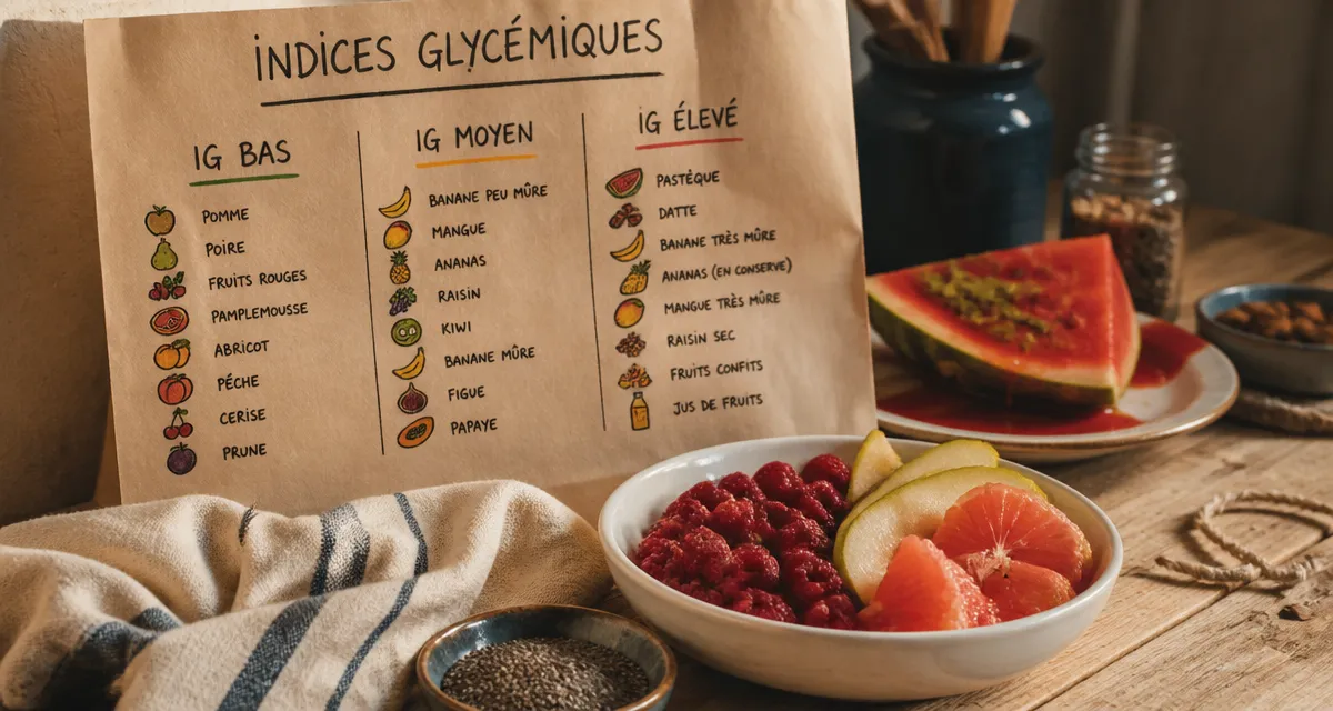 Indice glycemique des fruits tableau : framboises, poire et pamplemousse