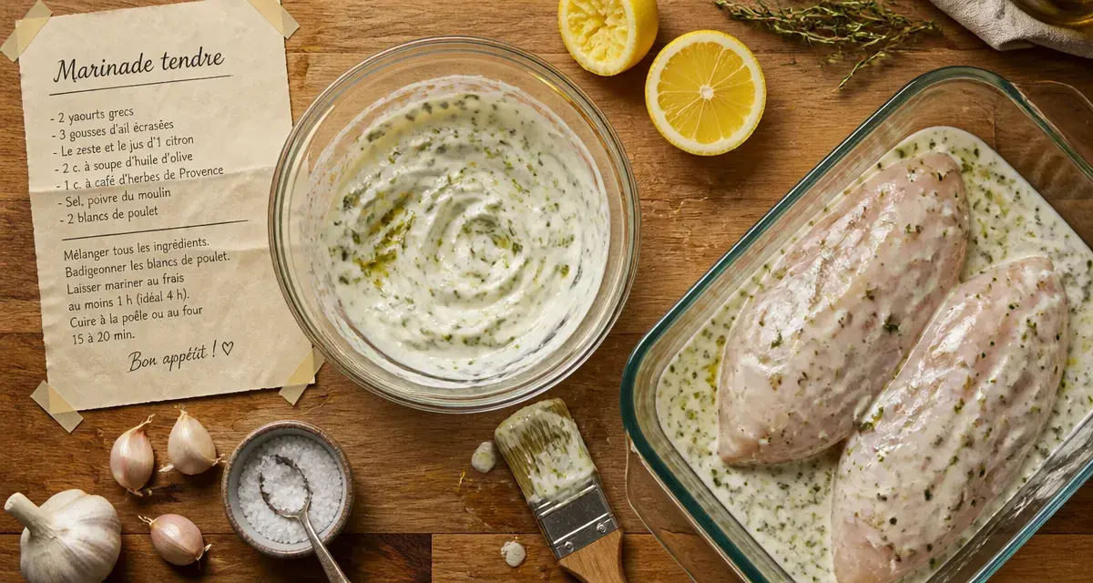 Marinade pour attendrir le poulet : poulet au yaourt et herbes