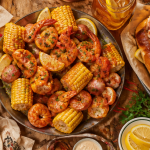 menu de crab's festin cajun sur table rustique