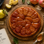 pomme tarte tatin vue dessus table rustique
