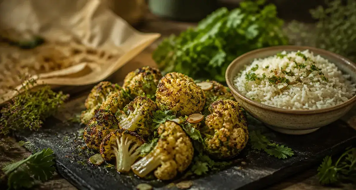 Quel accompagnement avec du choux-fleur : chou-fleur rôti à la chermoula et riz basmati