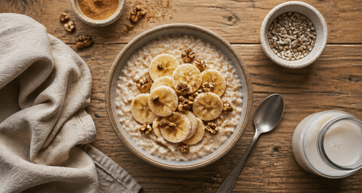 recette de porridge crémeux banane noix